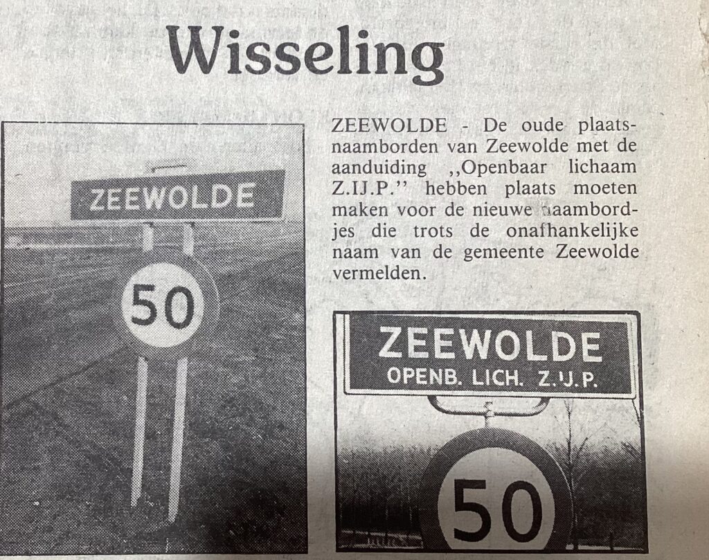 Krantenartikel over de gemeentevorming van Zeewolde